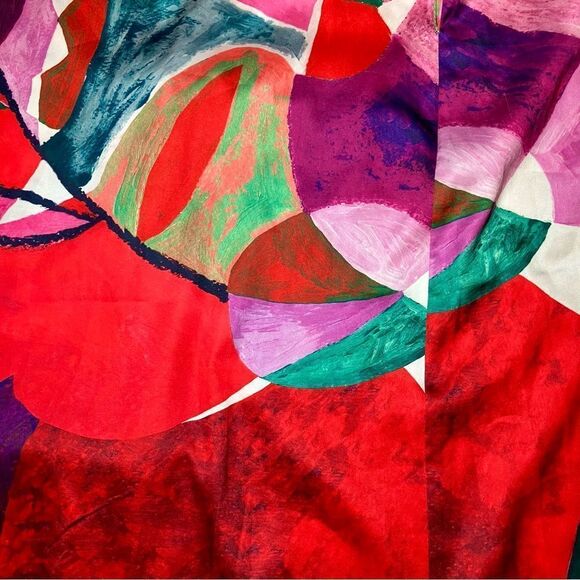 Nicole Miller New York Charmeuse Abstract Maxi Dress in Red/Purple Women’s XS - Picture 4 of 7